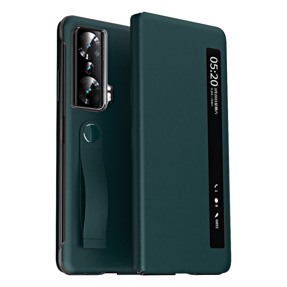 For Honor Magic Vs 5G View Window PU Leather PC Flip Case Stand Cover with Portable Hand Grip Strap For Honor Magic Vs 5G View Window PU Leather PC Flip Case Stand Cover with Portable Hand Grip Strap